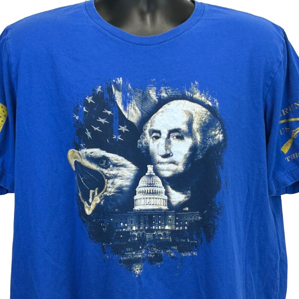 Grunt Style George Washington T Shirt Blue Capitol Building Unisex XL X-Large